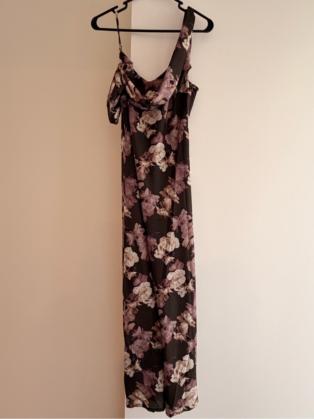 Floral Slip Midi Dress in Dark Brown and Mauve